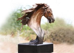 China Handmade Forging Bronze Ferghana Horse Head Garden Statue For Public Decoration wholesale