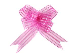 China Organza Stripe Large 6 inch / 50mm Butterfly Pull Bows , green purple pull string bow ribbon wholesale