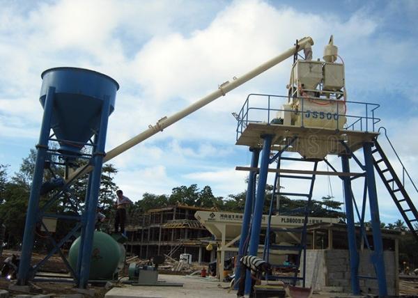 Small Concrete Batch Plant , 25m3/H Stationary Weigh Batching Concrete Mixing