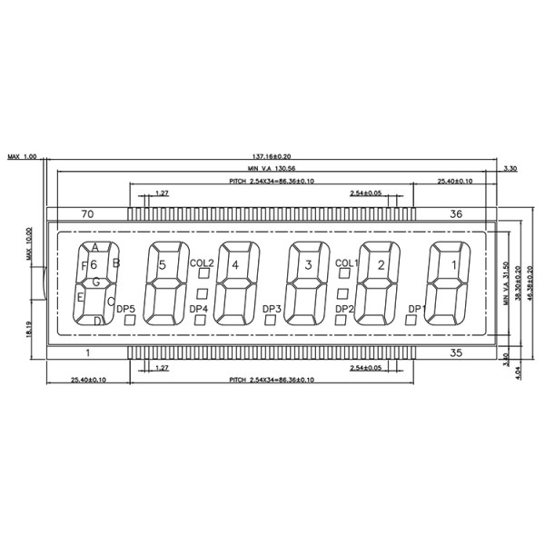 Custom Big Small 7 Segment Monochrome Display Screen Glass Panel Module TN LCD Display