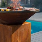 Wood Burning Metal Outdoor BBQ Table Corten Steel Fire Pit Barbecue Grill