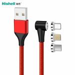 Antiwear LED USB Magnetic Charging Cable Nylon Braided For Smartphone