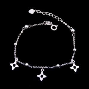 China Clover Shape Plain Silver Bracelet 925 Sterling Silver Jewelry Bracelets Charms wholesale