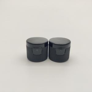 China Black Tiny Stripes 18/410 Plastic Flip Top Cap For Cosmetic Toner Bottle wholesale