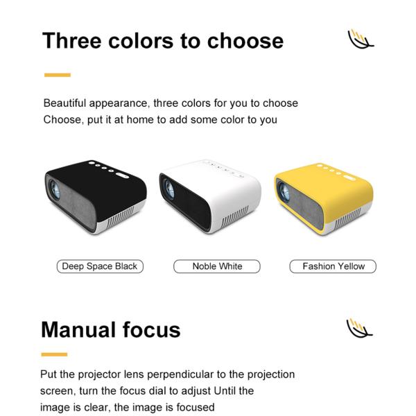 YG280 1080P Mini LED Projector Supported 16:9 Phone Same Screen