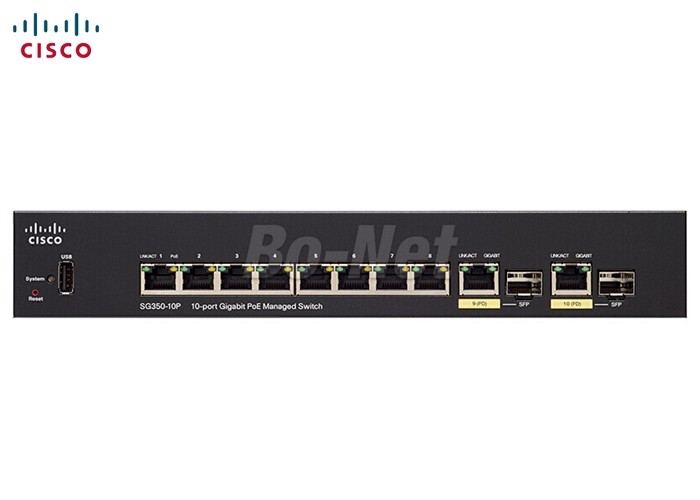 POE Managed Cisco Layer 3 Gigabit Switch 10 Port SG350-10P-K9-CN 2 Combo Mini GBIC Ports