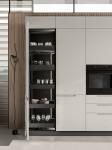 Modern Sleek PET Kitchen Cabinets Wood Veneer Customized
