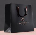 Luxury Black Paper Apparel Packaging Gift Shopping Bag Customized Branded Logo
