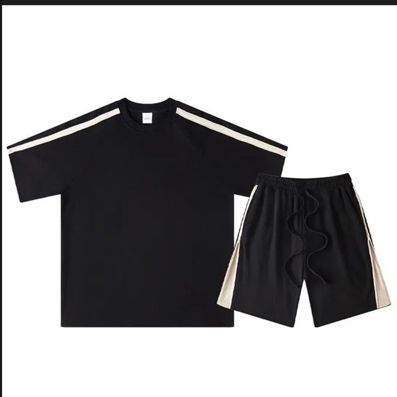 Casual Sportswear 100% Cotton Mens Short Sets 2 Piece Outfits Fashion Summer Tracksuits Set