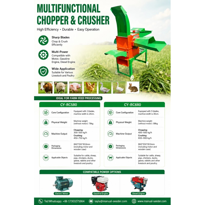 Corrosion Resistant Multifunctional chaff cutter with 3kw Power and Compact Design for Efficient Forage Processing