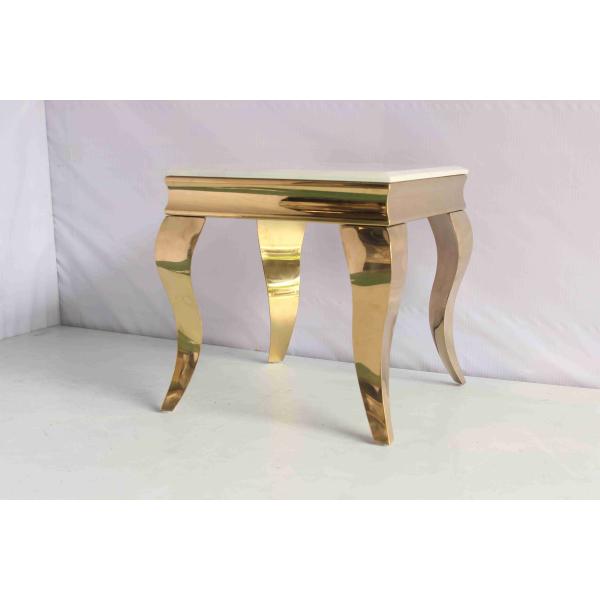 Gold Plating Artificial Marble Top End Table Corner Table 201 Stainless Steel Frame