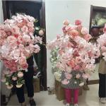 Custom Color Size Artificial Flowers For Backdrop Decoration Pink White