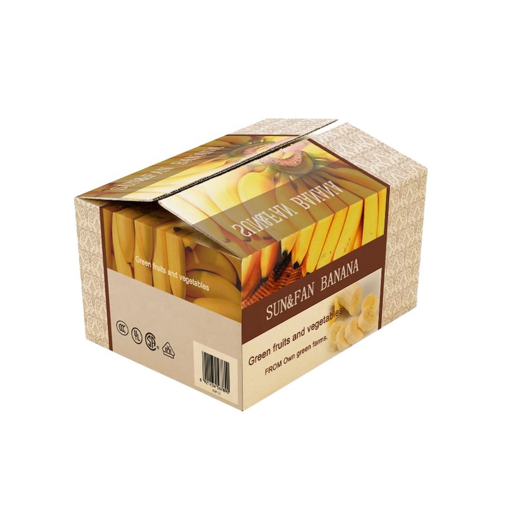 Custom CMYK Printing Corrugated Paper Box Vegetables Fruit Packaging Box For Banana