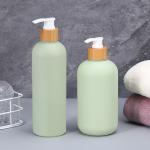 400ml 500ml Soft Touch Cosmetic Squeeze Bottle With Bamboo Lid For Shampoo Body