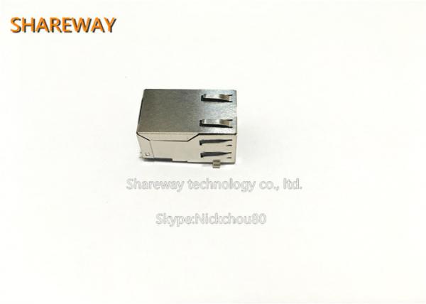 Quality Tab Up RJ45 Connector 10 Pins With Integrated Magnetics 350 UH Minimum OCL for sale
