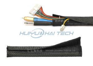China Electrical Insulation Velcro Cable Sleeve Black Color Abrasion Resistance wholesale
