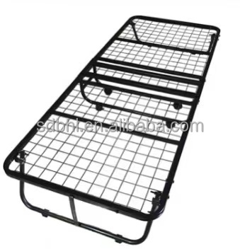 Easy Removal Black Hotel Single Bed Mattress Metal Foundation Folding Bed Frame With Wheels