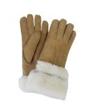 Wholesale high quality sheepskin lambskin gloves fur trim cuff shearling gloves