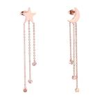 Sun Moon Shape Stud Earrings, Diamond Tassel Drop 316 Stainless Steel Women