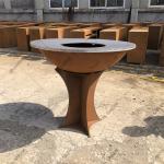 Wood Charcoal Burning Rustic Corten Steel Fireplace For BBQ
