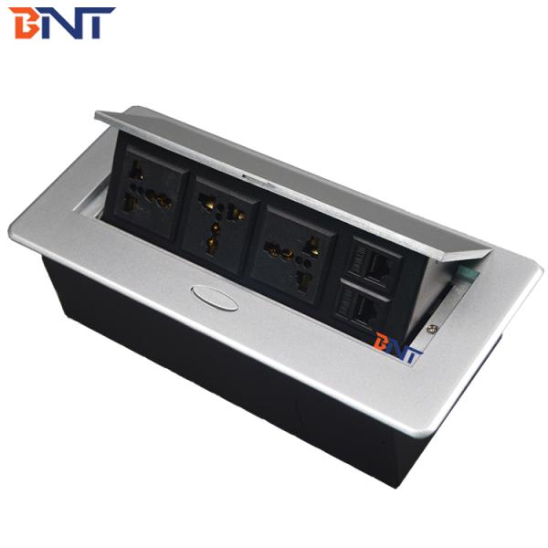 Multi-Functional Zinc Alloy/Iron Office Desktop Tabletop Socket Pop-up Power Socket 2 RJ45 Plug 3 AC Outlets 5A Rated Current