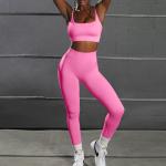 New Arrival Seamless 2 Pieces Yoga Set For Women Ruched Butt Leggings And Sports