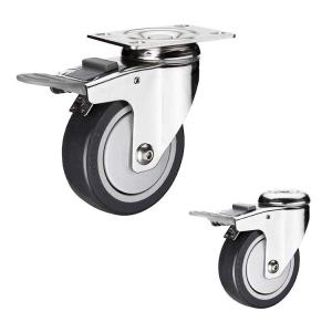 China 4 Inch Floor - Friendly Grey Wheels Medium Duty Industrial Polyurethane Swivel Locking Casters Wholesales wholesale