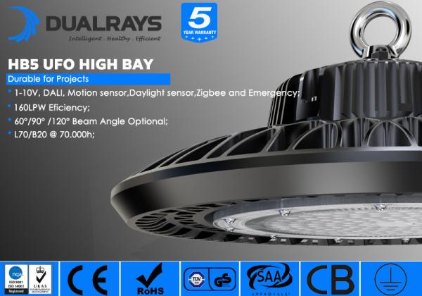 Dualrays Led High Bay Light HB5 Series 200W 140LPW For Highway Toll Stations