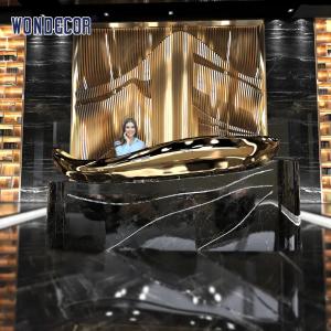 China 135cm Luxury Reception Desk Hotel Front Desk Large Fish Stainless Steel Sculpture wholesale