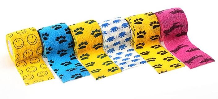 2"x5yards self-adhesive camo colored elastic cohesive bandage, breathable waterproof camouflage home care products kines