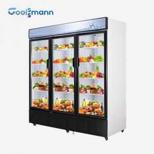China 1587L Glass Beverage Fridge Self Closing Double Layer Tempered Door Front Cooler wholesale