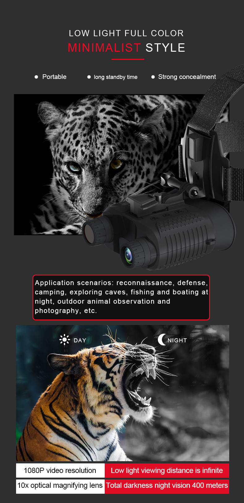 HD 12 Mega Pixels Digital Night Vision Camera Binocular Infrared Scope