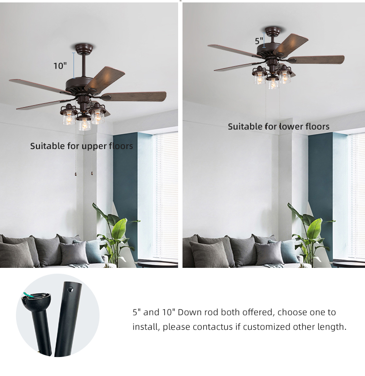 52Inch Crystal Cooling Air Ceiling Fan Light