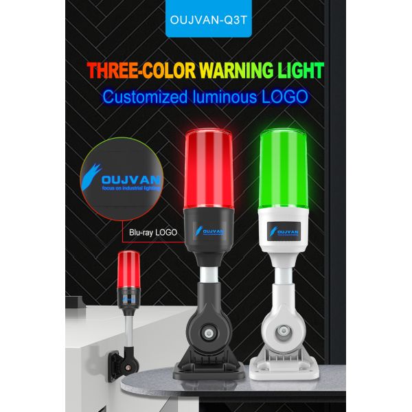 Q3T ABS+PC Single Layer Stack Light 2835 SMD LED 70000H Lifespan 60-70 Flashes/Min 3/4 Holes Foldable Mount Machine Alarm Indicator Light