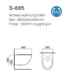 Porcelain Wall Hung Toilet Ceramic Black P Trap Toilet For Bathroom