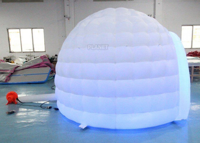 Colorful LED Light Giant Inflatable Igloo Dome Tent With Tunnel Entrance