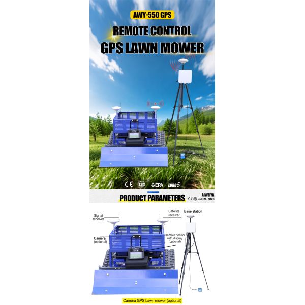Factory Direct Cordless Remote-controlled Lawn Mower 550mm Cutting Width 360 Turning Radius GPS DIY Grade for Estate Lawns