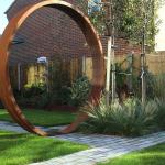 D 2200mm Corten Steel Sculpture ISO9001 Corten Steel Moon Gate