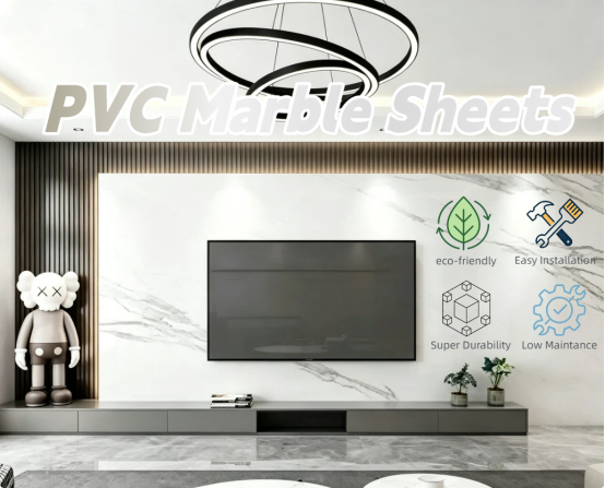 Waterproof PVC Marble Sheet High Impact Resistance Polyvinyl Chloride Marble Panel