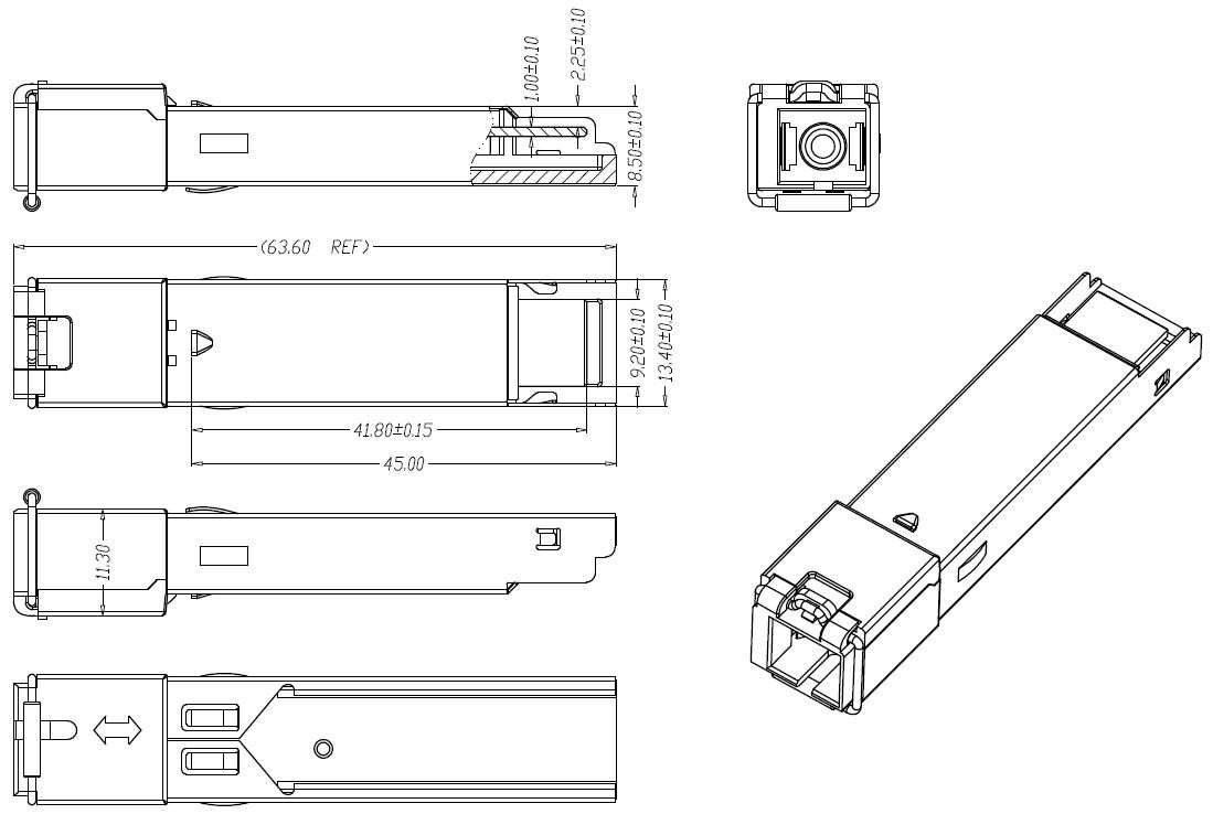 Generic Class B+ ONU GPON SFP Transceiver Module SMF 1310nm 1490nm SC APC optical connector DDM