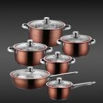 Factory Direct Sale Kitchen 12 Pcs Red Bronze Cooking Pans And Pots Cookware