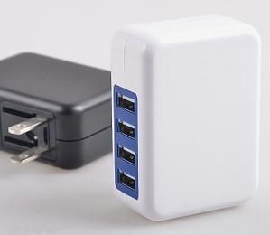 5V 4A 4USB wall mount charger travel charger with US UK AU EU changeable plugs for traveling