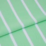 Breathable Green And White Striped Knit Fabric , 210g 26S Striped Cotton Knit