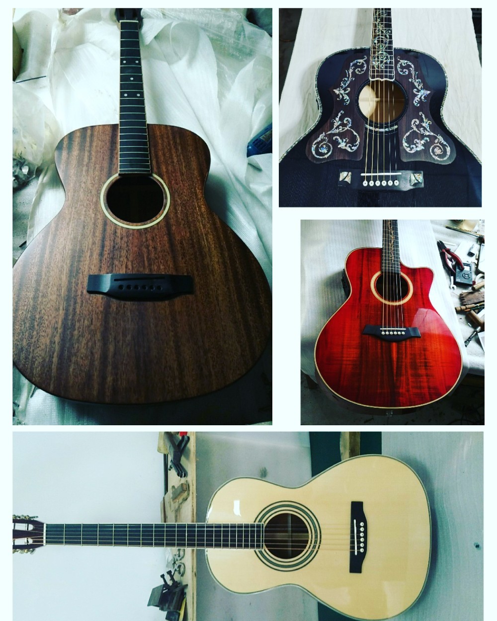 Custom Grand 41 inch Dreadnought Acoustic Guitar in Dark Brown Finish Flamed Maple Back & Sides