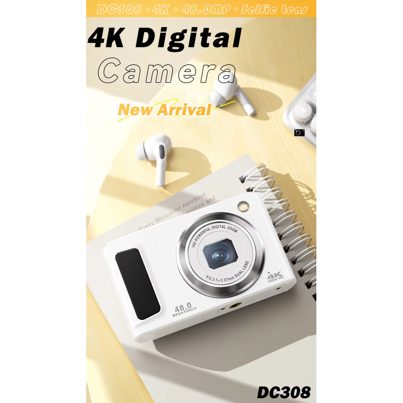 Retro Compact 4K Kids Digital Camera Video Recording Long Lasting Battery Optical Zoom