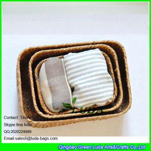 China LUDA rectangular storage box natural seagrass straw make large straw basket on sale