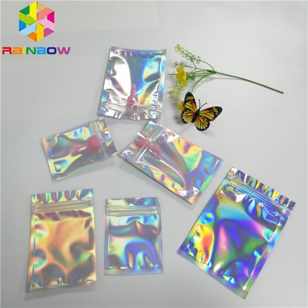 Transparent Front Foil Packaging Bags Holographic Smell Proof Heat Seal