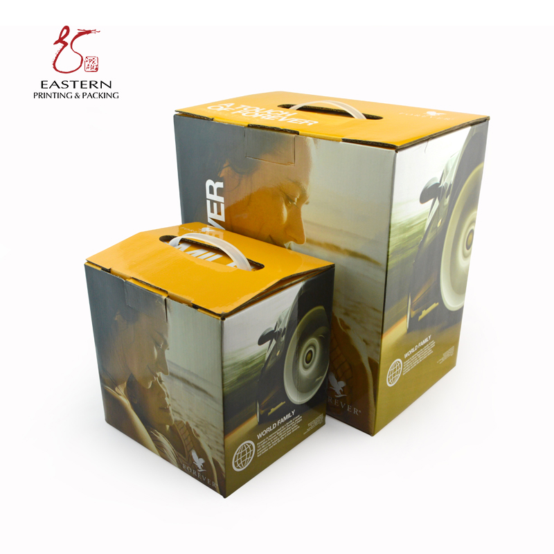 Bulk Cardboard Shipping Boxes | Folded CMYK Corrugated Paper Box Stamped Packaging With Handle