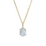 Handmade 18K Gold Plated Pendant Prong Setting Opal Stone 925 Silver Necklace