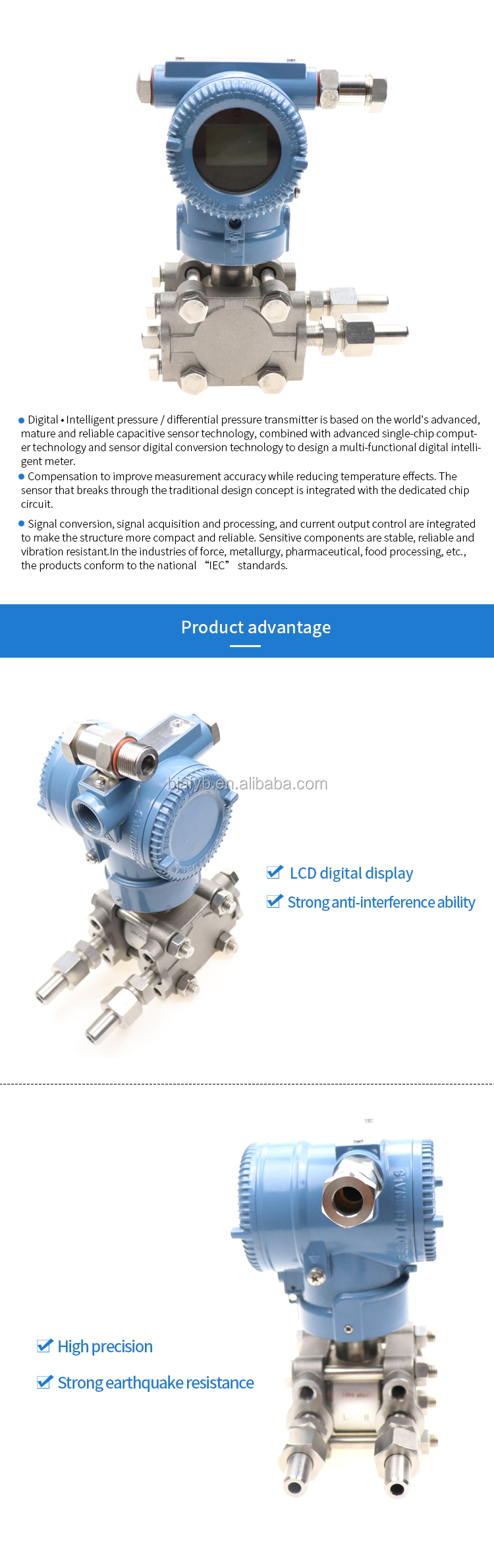 4 20mA HART Differential Pressure Transmitter for Customized Industrial Applications